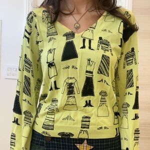 Vintage Lime Green Black Graphic Sweater